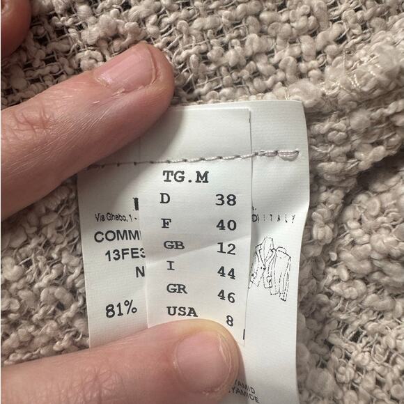 Beatrice Made in Italy Cardigan Women 8 Tweed Lace Bling Neck Coquette Ballet - Picture 5 of 8